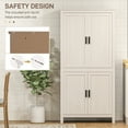 thumbnail image 4 of HOMCOM 64" 4-Door Kitchen Pantry, Freestanding Storage Cabinet with 3 Adjustable Shelves for Kitchen, Dining or Living Room, Antique White, 4 of 8