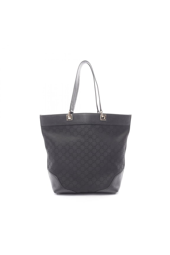 Pre-Owned Gucci GG pattern tote bag/handbag, nylon and leather, women's, black, item number...
