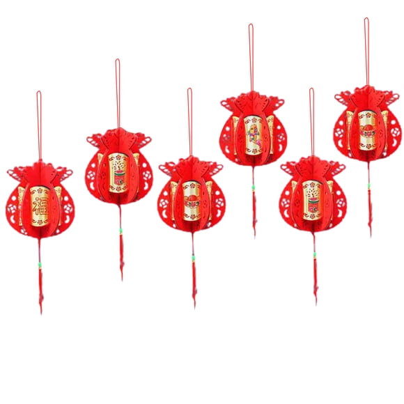 LCXmlly Ornement de Nouvelle Année de Haute Qualité 6 Pack Pendentif de Nouvelle Année Lanternes de Couleur Vibrante pour Décoration Festive