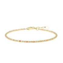 JewelStop 14k Tri-Color Gold Diamond Cut Finish 2mm Bead Bracelet with Lobster Clasp - 7"