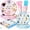 Cats 144pcs blue pink, variant on Cats Happy Birthday Party Plates Set, 168PCS Cats Themed Paper Plates Napkins Cups and Colorful Cutlery Set, 24 Set Cat Disposable Tableware Set for Birthday Party Supplies