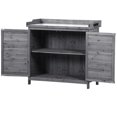 thumbnail image 6 of 39" Outdoor Potting Bench with Storage Cabinet & Galvanized Tabletop, Rustic Wooden Garden Workstation, Grey, 6 of 7