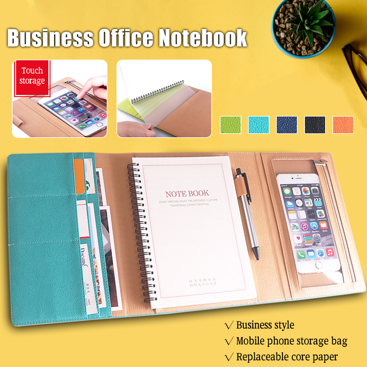 15% OFF by SUNSKY COUPON CODE: TBD06039530 for A5 PU Leather Notebook Business Notepad 96 Sheets Inner Pages(Ink Black)