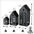 thumbnail image 4 of Main Street Town House Candle Lanterns, Set of 3, Vintage Style, Heart Details, Rustic Black, Metal, Corrugated Gabled Roof-tops, 13.75, 9.5, and 5 Inches Tall, 4 of 7