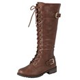 thumbnail image 2 of Forever Link Mango-27 Bottes à Talons Empilés à Lacets pour Femmes, Marron, 8, 2 of 4