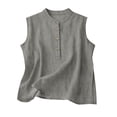 thumbnail image 2 of Lumtrix Linen Tank Tops For Women Cotton Summer Shirt Sleeveless Flowy Beach Vacation Tops Boho Casual Loose Fit Clothes Gray 2XL, 2 of 4
