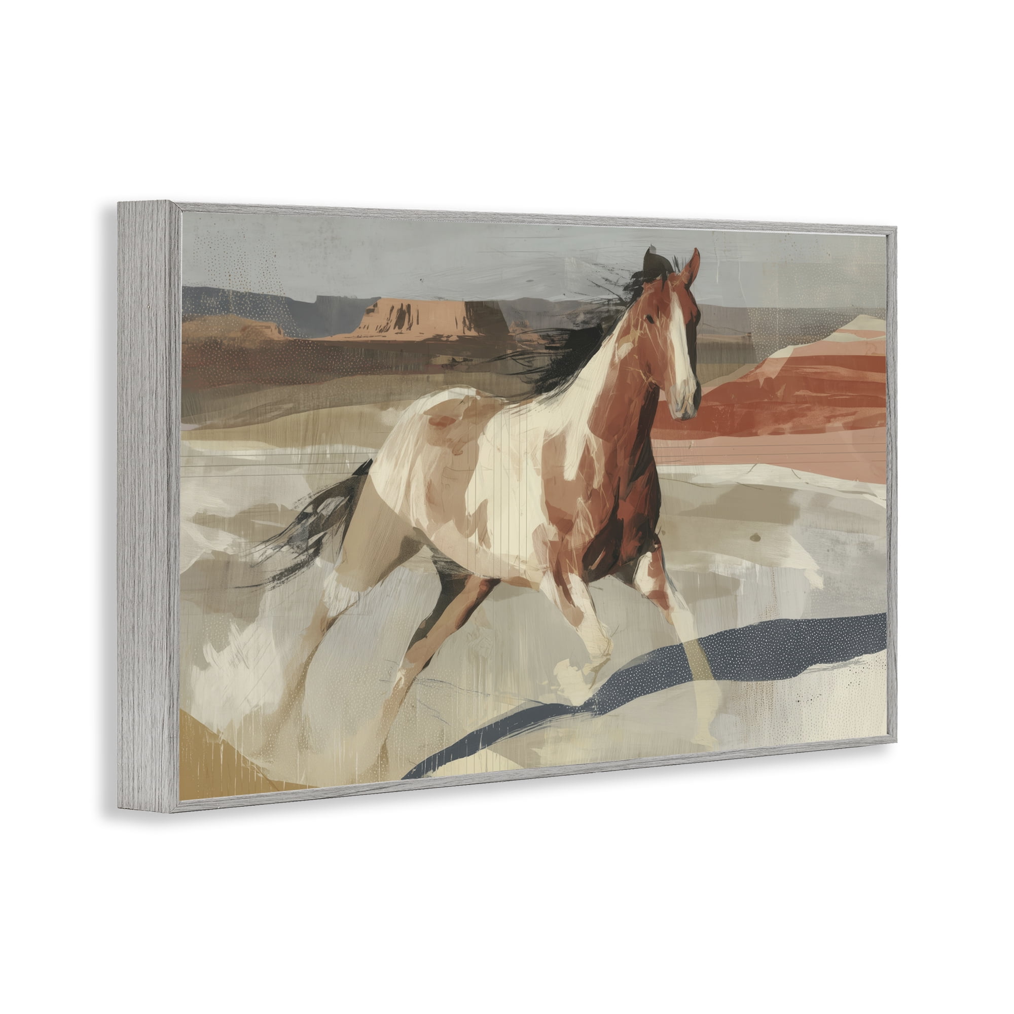 Stupell Industries Wild Horse Across Plains Gray Framed Giclee Art, design by Chromatic Storm Studio