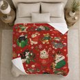 thumbnail image 5 of Festive Christmas Kitten Party Scene Elves Presents Red, Playful Pet Portrait Pattern, Warm Flannel Blanket for Living Room and Bedroom, Cat Lovers Christmas Gift, Pet Lover Home Decor, 5 of 9