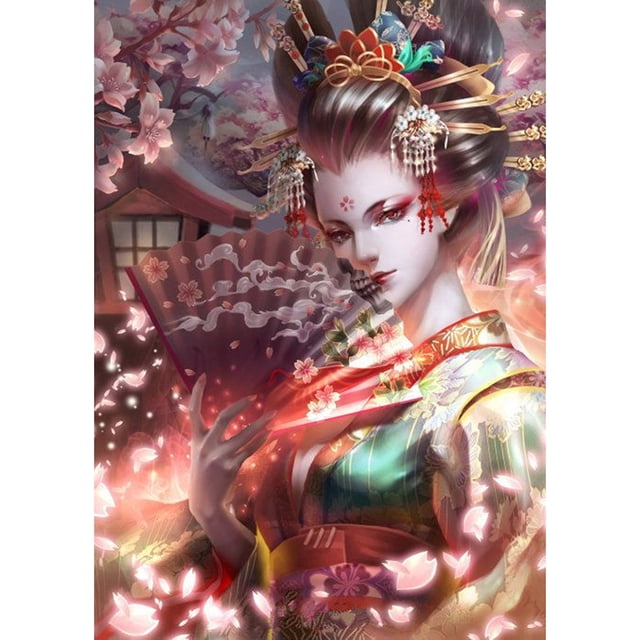 Bohrer-Diamantgemälde (DE8332) 5D-DIY-Geisha-Kreuzstich-Mosaik-Set (HG425) 45 x 60 cm FLhrweasw Nuevo