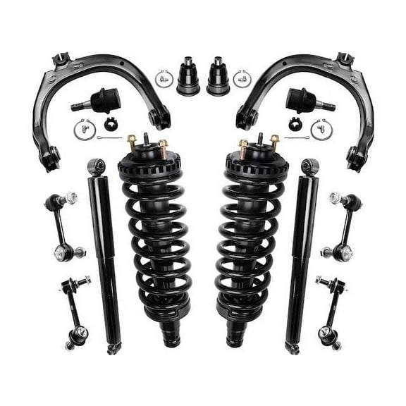 Front and Rear Shock Strut Coil Spring and Control Arm Ball Joint Sway Bar Link Kit - 14-Piece - Compatible with 2002 - 2009 Chevy Trailblazer 2003 2004 2005 2006 2007 2008
