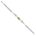 thumbnail image 3 of Gem Stone King 925 Silver and 10K Yellow Gold Green Peridot and Lab Grown Diamond Bracelet for Women | 3.01 Cttw | Gemstone August Birthstone | Round 7MM & 6MM | Size 7 inch | Made in Italy, 3 of 5