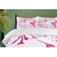 thumbnail image 4 of Ambesonne Animal Duvet Cover Set, Hummingbird Flower Dots, 2-Calking, Pink Fuchsia, 4 of 7
