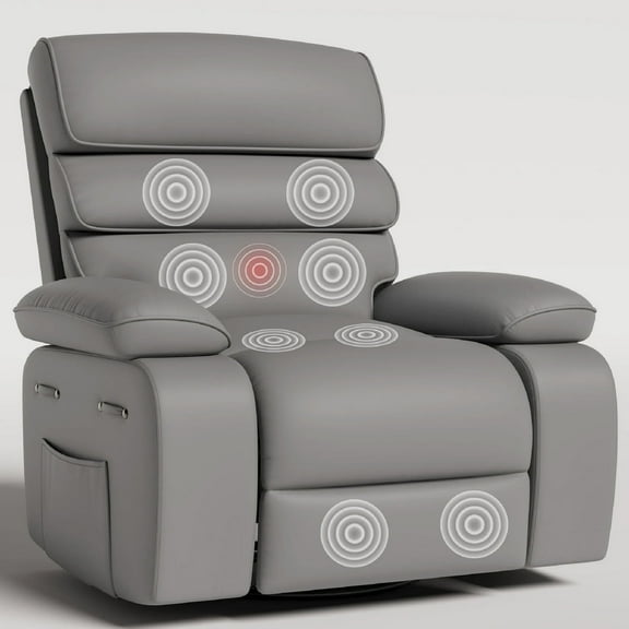 Techmilly Oversized Electric Recliner Chair with Heat and Massage, Adjustable Recline for Living Room, Premium Linen(Light Grey 35" Seat Width)