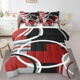 thumbnail image 1 of Erosebridal Black Red Gray Circle Bedding Sets King Size, Abstract Striped Line Comforter Sets with Sheets Ultra Soft 7 Pieces, 1 of 5