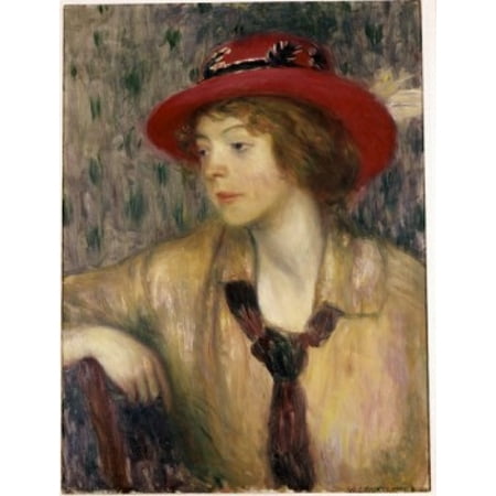 Owl On Canvas Lady with a Red Hat William James Glackens (1870-1938American) Oil on canvas Canvas Art - William James Glackens (18 x 24) ()