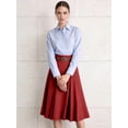 thumbnail image 6 of Women'S High Waist A-Line Skirt Flared Midi Skirt Vinage Skirt with Belt Red L, 6 of 7