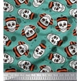 thumbnail image 1 of Soimoi Japan Crepe Satin Fabric Brush Stroke & Skull Halloween Print Fabric by Yard 42 Inch Wide, 1 of 1