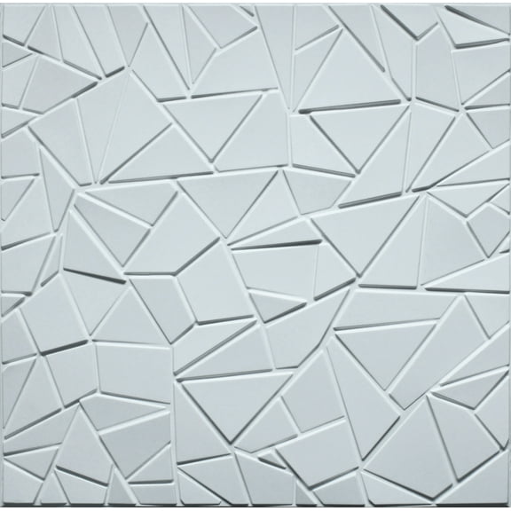 Dundee Deco 3D Wall Panels - Modern Broken Tile Paintable White PVC Wall Paneling for Interior Wall Decor, Pack of 10, Covers 26.9 sq. ft