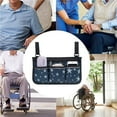 thumbnail image 7 of Wheelchair Side Bag, Wheelchair Accessories, Wheelchair Armrest Bag Storage Pouch to Hang on Side, with Reflective Stripes, Fits Mobility Scooter, Walker, Rollator, Floral Design, 7 of 7