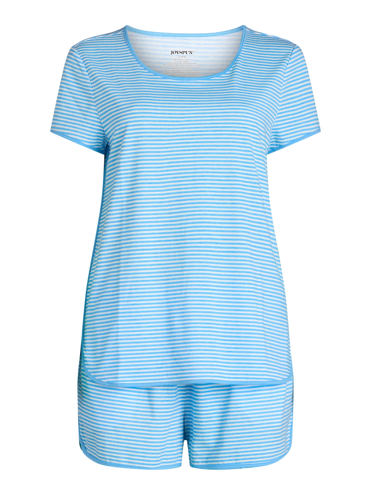 Joyspun Women's and Women’s Plus Lightweight Sleep Tee and Shorts Set, 2-Piece, Sizes XS to 3X