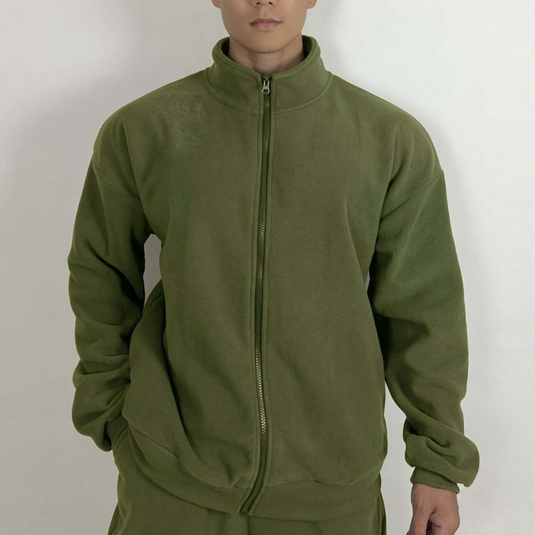 LLIMED Zip Up Sweatshirt Men No Hood Standing Collar Men's Fleece