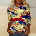 thumbnail image 2 of CYMMPU Vintage Floral Printed 3/4 Length Sleeve Basic Tees Business Work Blouses Shirts Crewneck Plus Size Tunic Tops Summer Fall 2025 Clothes for Women Multicolor M, 2 of 5