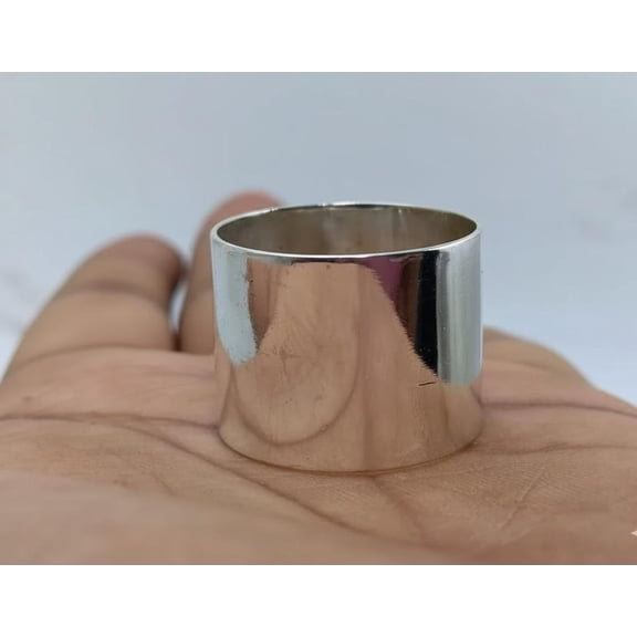 SS DESIGNS Silver Plated Wide Ring Unisex Bold Fashion Band Handmade Statement Jewelry Modern Classic
