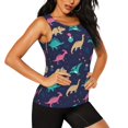 Bixox Women's Cartoon Dinosaur Printed Sleeveless Fitness Workout