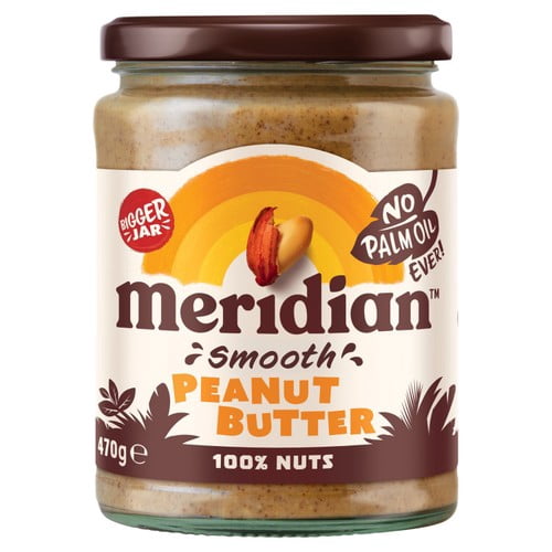 Meridian Smooth Peanut Butter 100% Nuts 470g, British Import (Pack of 2)