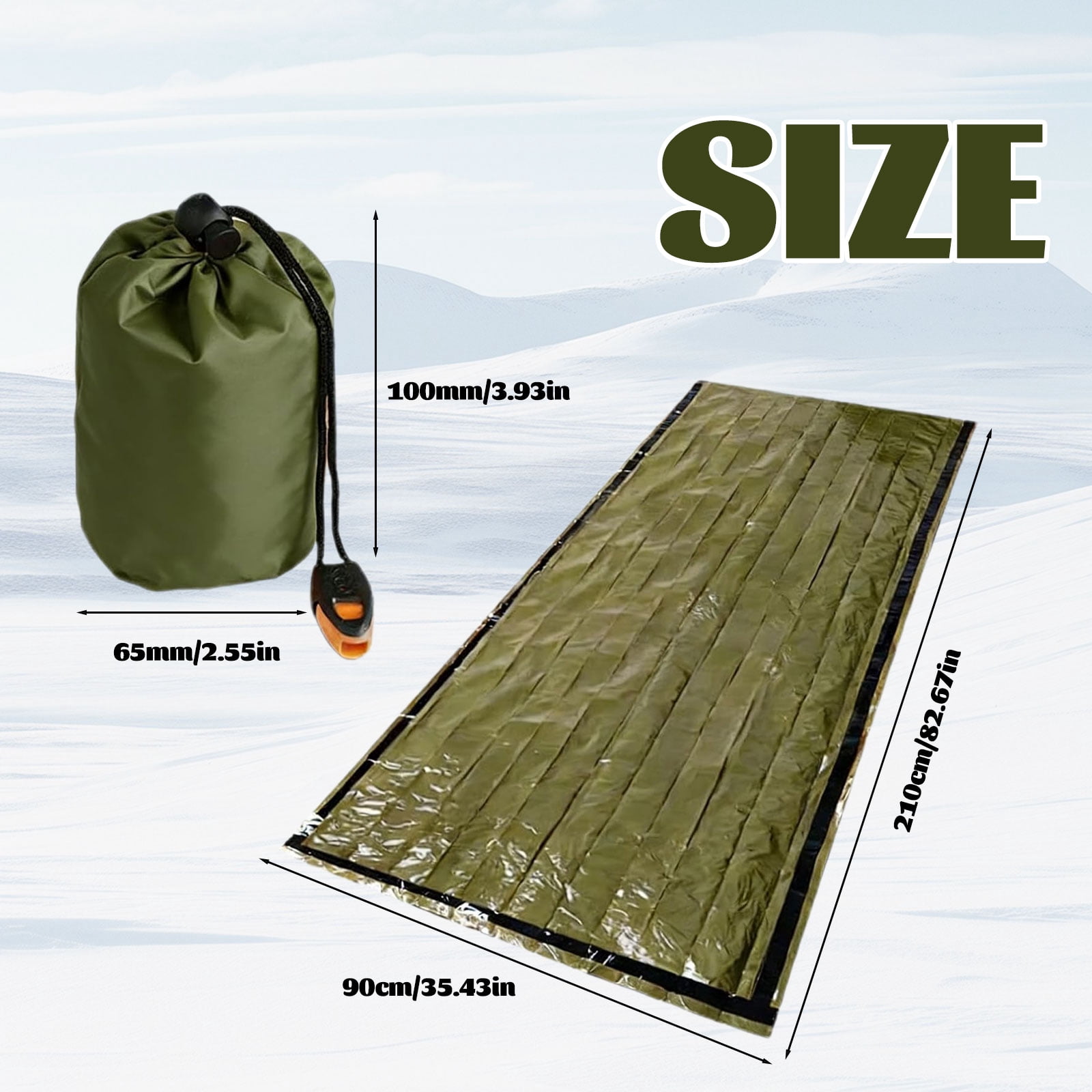 2-Pack Blanket, Sleeping Bag, Emergency Sleeping Bag Survival, Waterproof, Compact Lightweight, Emergency Mat for Survival Kit Car Camping Gear Hiking Go (2, Green)