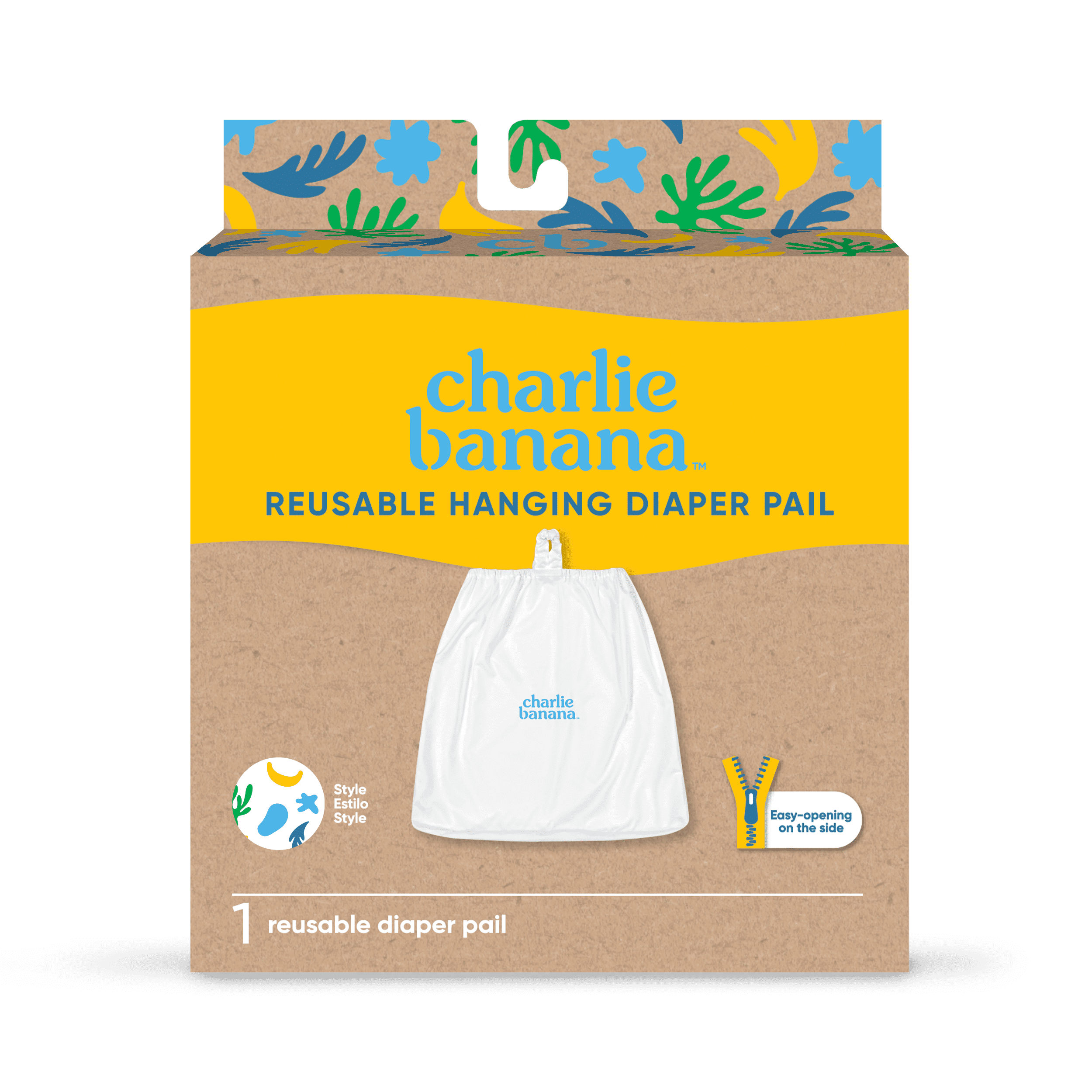 Charlie Banana Reusable and Waterproof Hanging Diaper Pail, Multi-Color CB Leaf - 1 Pack