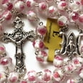 thumbnail image 3 of Rosario elegante elegantmedical con cuentas rosa veluriyam y medallas cruz e Italia, 3 of 9