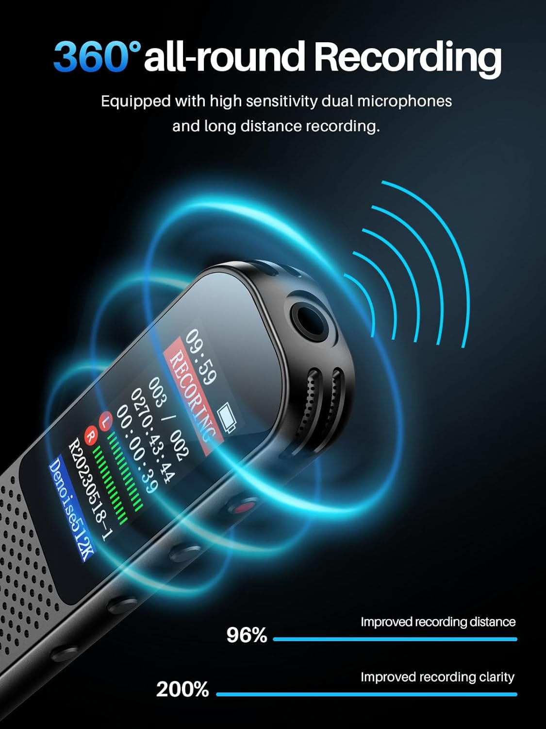 64GB Digital Voice Recorder AEKOMi Tape Recorder for Lecture,Meetings,Class,Voice Activated Recording Dictaphone Recording Device Audio Recorder with Playback,Speaker,Password MP3
