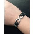 thumbnail image 2 of Black Leather Infinity Bracelet Stainless Steel Clasp Mens Womens (9.5 Inch), 2 of 4