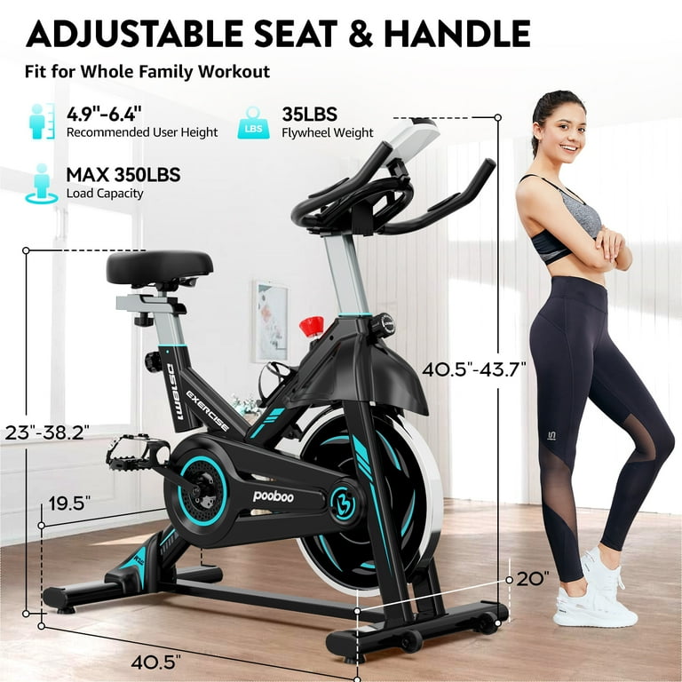 Pooboo Indoor Cycling Bike Magnetic Stationary Exercise Bikes Home Cardio Workout Bicycle Machine 350lb Flywheel Weight 40lbs