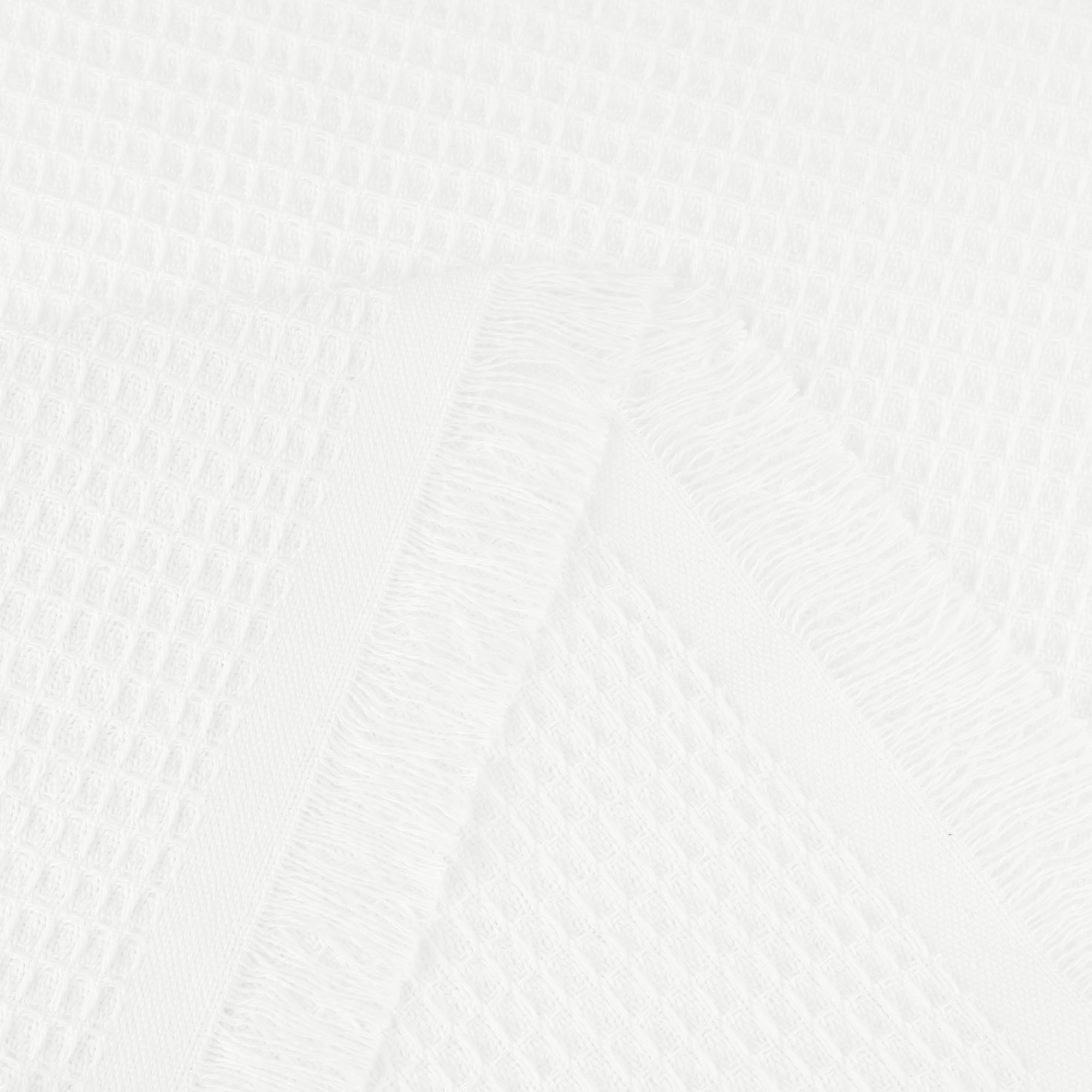 Unique Bargains Rectangle Cotton Linen Table Cover with Tassels for Dining Table White 51"x51"