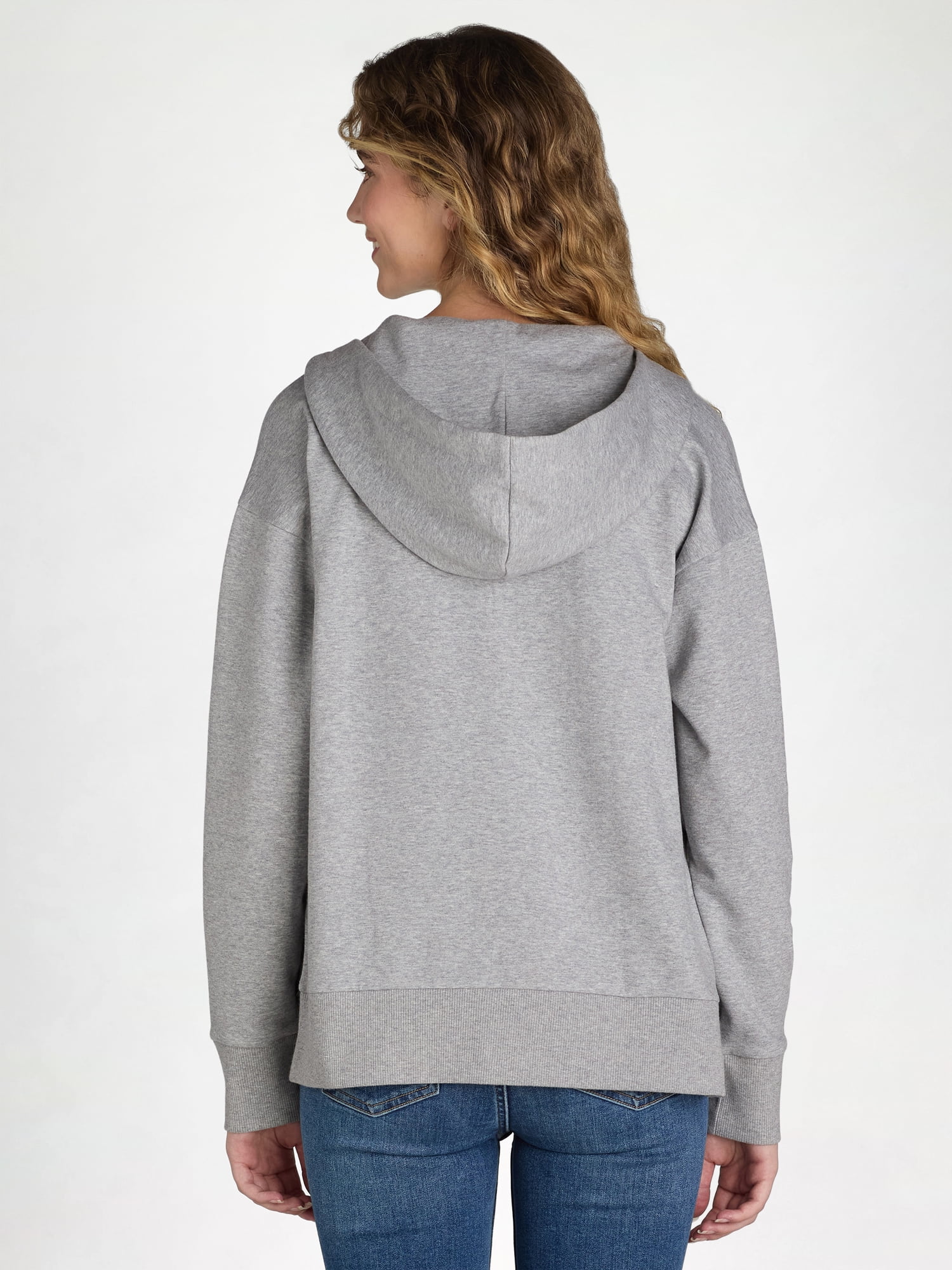 Time and Tru Women's and Women's Plus Zip Up Fleece Jacket with Hood, Sizes XS-4X