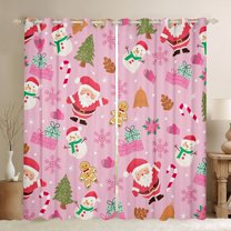 Feelyou Kawaii Santa Claus Kid Curtains Pack of 2 (42x84 Each), Christmas Tree Gift Curtains Blackout, Winter Festival Bedroom Curtains, Microfiber Bedroom Decor
