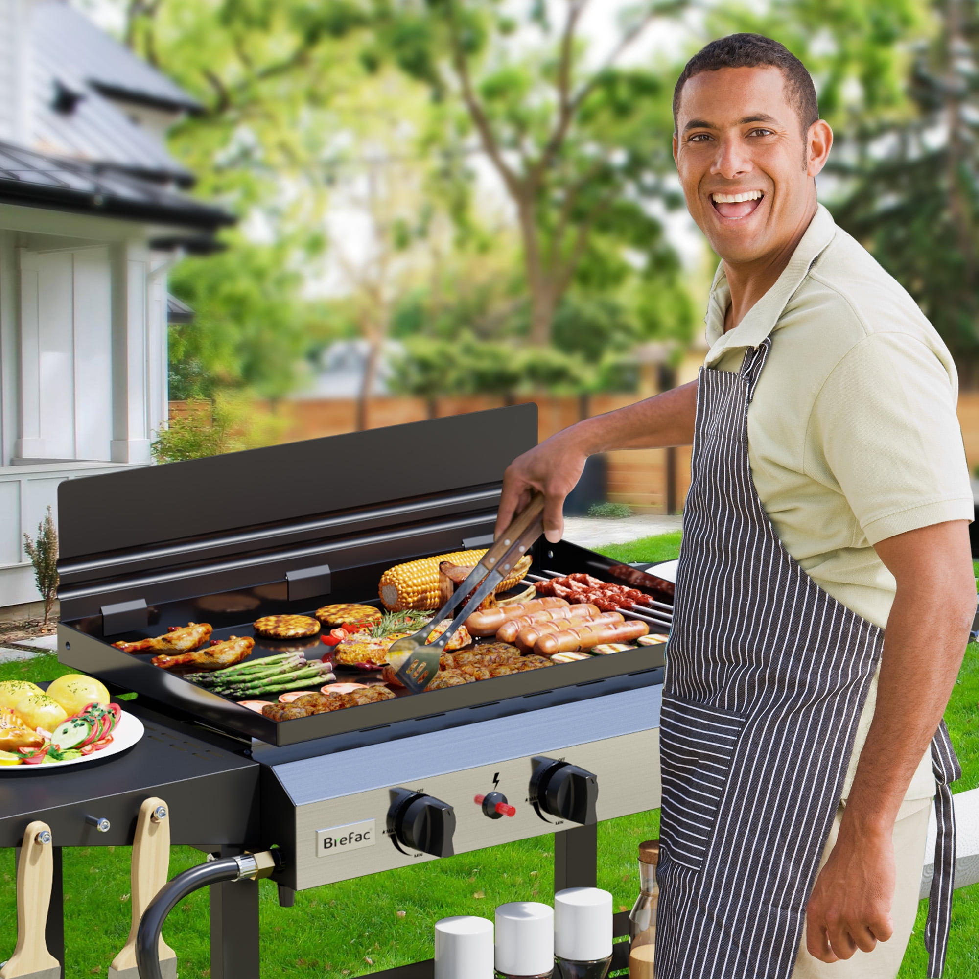 Tcisa 3-Burner 23" Outdoor Flat Top Grill & Gas Griddle – Propane Grill for Camping, Tailgating, BBQs, and Patio Cooking
