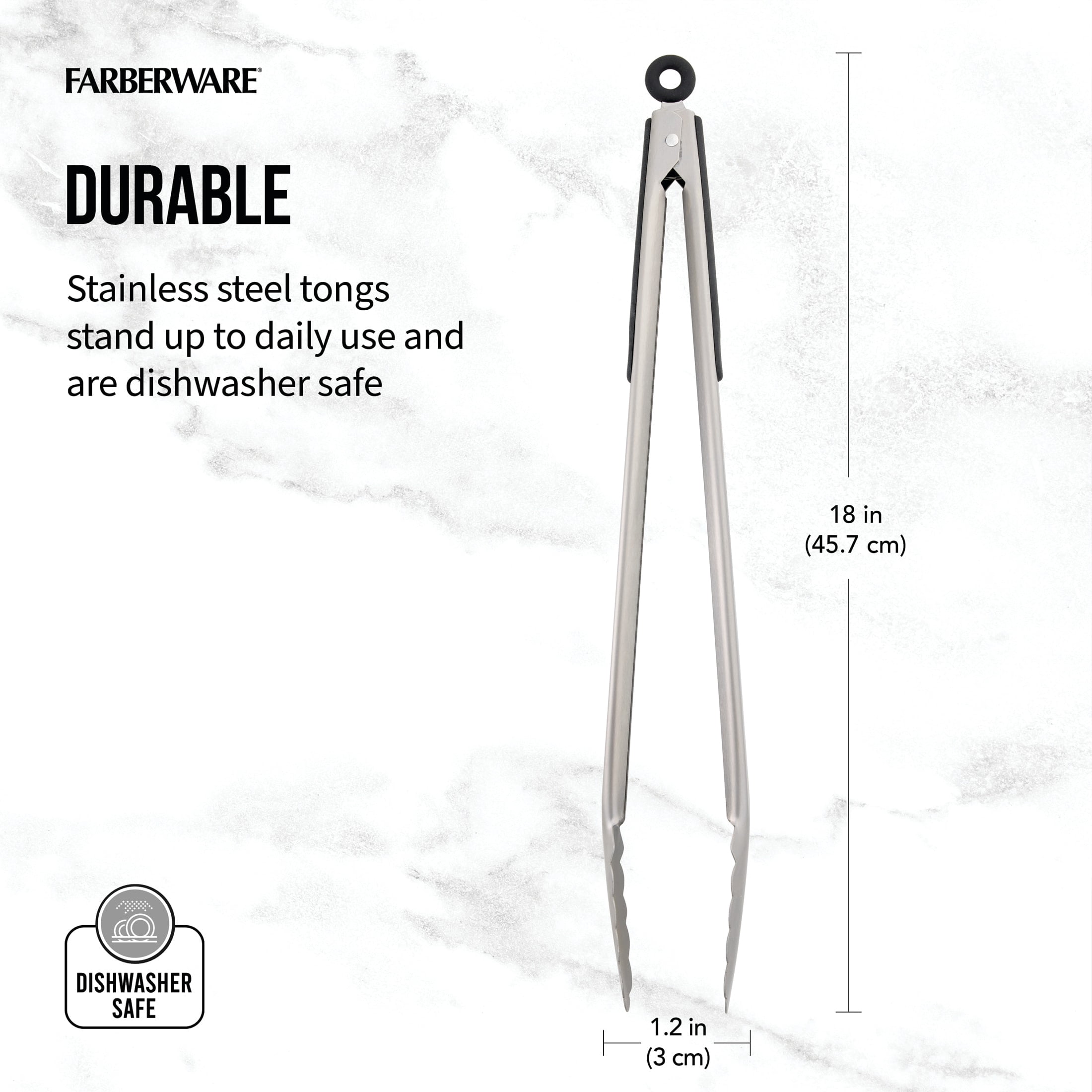 Farberware Professional Stainless Steel Locking Food Tongs, 16 in
