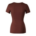 thumbnail image 4 of Made by Olivia Women's Basic Solid Short Sleeve V Neck Jersey Top, 4 of 6