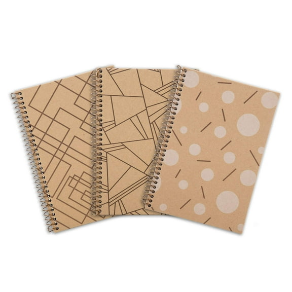 100% Recycled Kraft Junior Notebook (3 Pack) - Designs - 6.5in x 9.5in (07120)