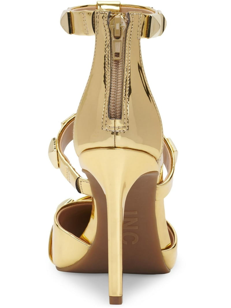 INC Womens Gold Strappy Studded Goring Syndia Pointed Toe