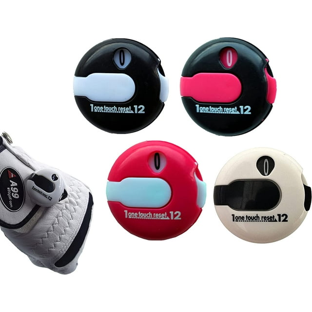 Pack of 4 A99 Golf Zerofy Score Counter Random Color One Touch Reset Score Counter - Small Enough to Attach to Glove - Great for Clip on Golf Bag, Belt, Push Cart