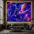 thumbnail image 6 of Astronaut in Nebula With Ringed Planet Adventurous Digital Art for Space Lovers Galaxy Wall Decor Birthday Gift Tapestry Wall Hanging for Bedroom and Gaming Room, 6 of 7