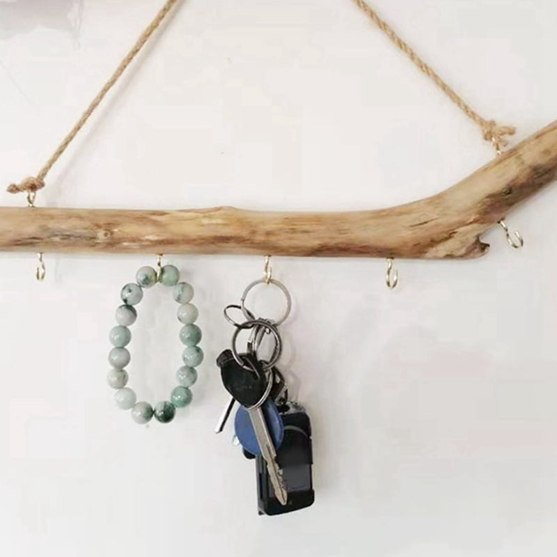 10Pcs Natural Driftwood Decorative Branches Farmhouse Home Wall Hanging Decor Hanging Jewelry Organizers with 5 Hooks