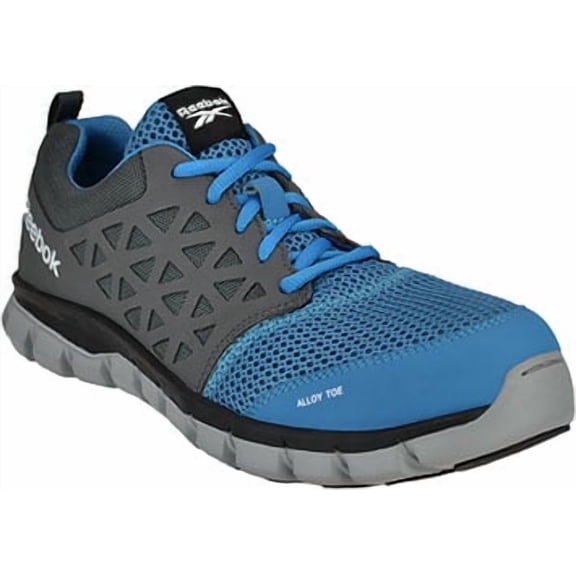 Reebok Mens Blue & Grey Mesh Work Shoes Alloy Toe Oxfords 6.5 W