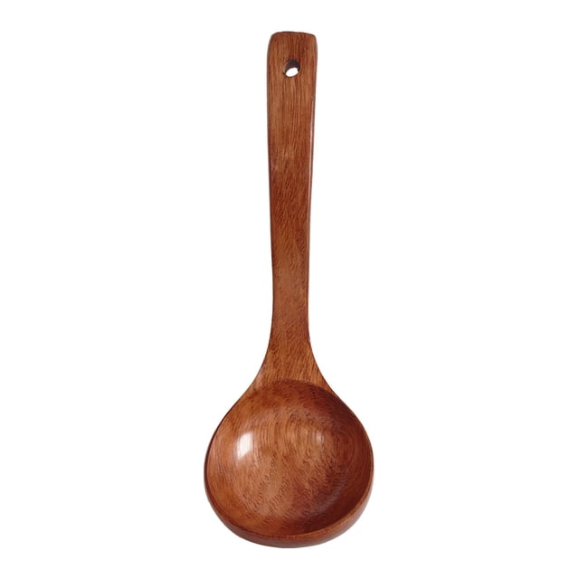 Natural Wooden Serving Spoon for Soup Stew, Long Handle Wood Kitchen Utensil for Cooking Mixing, Durable Smooth Edge for Nonstick Cookware, 1 Soup Spoon