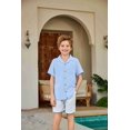 thumbnail image 3 of Arshiner Boys Short Sleeve Button Down Shirt Texture Summer Beach Vacation Shirt 11-12 Years, 3 of 8