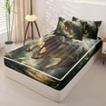 thumbnail image 2 of Homewish Retro Dinosaur Zipper Twin Comforter Sets with Fitted Sheet and 2 Pillowcases,Woodland Animals Zipper Bedding Set,Green Palm Tree Decor,Black Reversible,4pcs, 2 of 8
